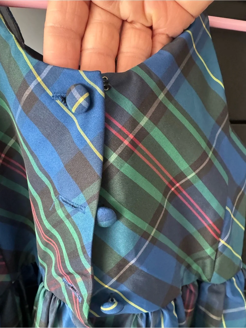 Polo by Ralph Lauren Blue & Green Plaid Girls Party Dress